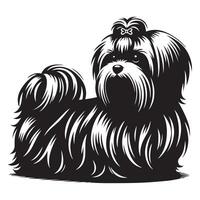 maltés perro , negro color silueta vector