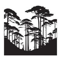 Pine tree silhouette, tree silhouette black color silhouette vector
