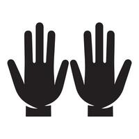 Hands up icon, black color silhouette, vector