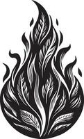 fuego silueta, negro color silueta vector