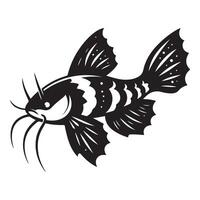 fish silhouette illustration, black color fish silhouette isolated white background vector