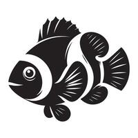 fish silhouette illustration, black color fish silhouette isolated white background vector