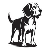 beautiful beagle dog, black color silhouette vector