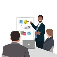 Young black man doing presentation. vector