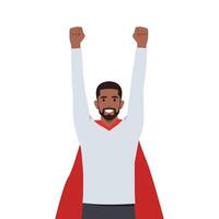 Young black businessman flying with hands up. Career advancement. vector
