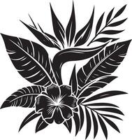 tropical flor, negro color silueta, negro color silueta 2 vector