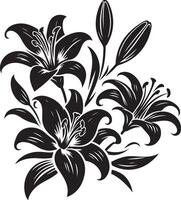 black silhouette of lily flowers, black color silhouette vector