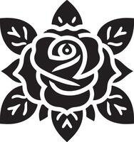 Rosa icono. decorativo jardín flor, negro color silueta vector