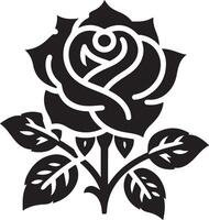 Rose icon. Decorative garden flower, black color silhouette vector