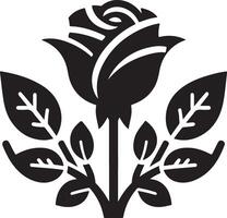 Rose icon. Decorative garden flower, black color silhouette vector