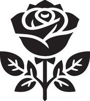 Rosa icono. decorativo jardín flor, negro color silueta vector