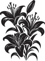 black silhouette of lily flowers, black color silhouette vector