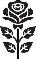 Rose icon. Decorative garden flower, black color silhouette 6 vector