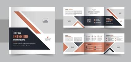 Interior design square trifold brochure, Interior design magazine or Modern interior design portfolio layout vector