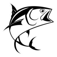 Black tuna drawing on white background. vector