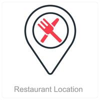 restaurante ubicación y alfiler icono concepto vector