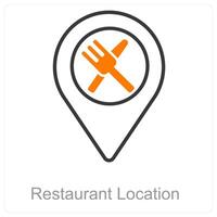 restaurante ubicación y alfiler icono concepto vector