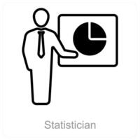 Statistician and bar chart icon concept vector