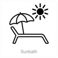 baño de sol y playa icono concepto vector