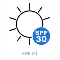 SPF 30 and sunscreen icon concept vector