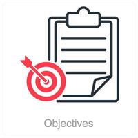 Objectives and target icon concept vector