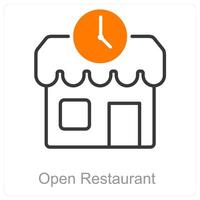 abierto restaurante y abierto icono concepto vector