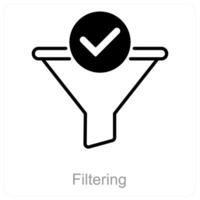 Filtering and funnel icon concept vector