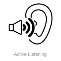 activo escuchando y escuchando icono concepto vector