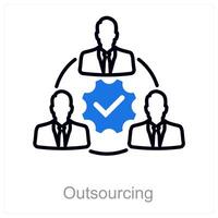 outsourcing y remoto icono concepto vector