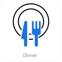 cena y comida icono concepto vector
