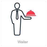 camarero y comida icono concepto vector