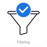 Filtering and funnel icon concept vector
