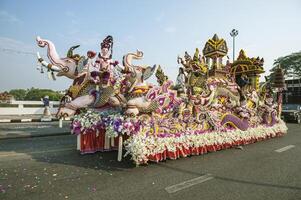 Chiang Mai, Thailand - February 04, 2023  Flower floats and parades The 46th Annual Flower Festival 2023 in Chiang Mai, Thailand photo