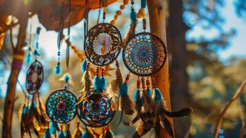 The festivals main stage is adorned with beautiful and intricate dreamcatchers symbolizing the merging of two unique cultures photo