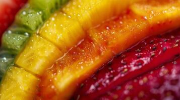 complacer en un arco iris de sabores con un exótico Fruta selección ese es ambos hermosa y delicioso foto