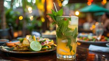 As the night wears on guests take a break from the dance floor to enjoy a refreshing mojito and a plate of mouthwatering tapas rejuvenating them for the next round of salsa photo