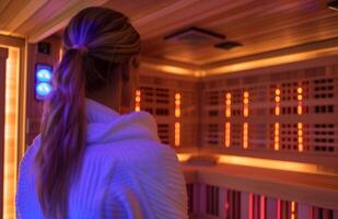 A section on toxin elimination explains how sweating in an infrared sauna can help remove harmful toxins from the body providing a gentle detoxifying effect. photo