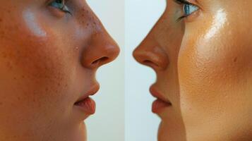 A sidebyside comparison of a persons face before and after weight loss demonstrating the impact of infrared saunas on overall health and appearance. photo