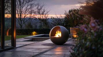 Sitting by the fire orb on a chilly evening one can appreciate its design and functionality providing the perfect backdrop for relaxation. 2d flat cartoon photo