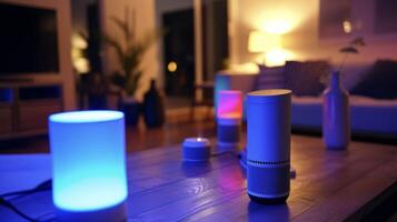 A series of photos showcasing the various voice commands that can be used to control different elements of the home from Alexa turn on the living room lights to Hey Googl