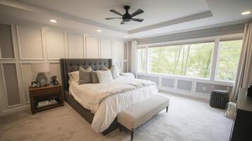 The drywall crew effortlessly transforms a cluttered and outdated bedroom into a sleek and stylish retreat with perfectly installed panels and a smooth finish ready for photo