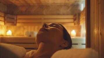 A person with diabetes receiving a massage in a sauna helping to reduce stress levels and improve their sugar control. photo