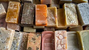 The textures of freshly soap bars each one unique and full of character photo