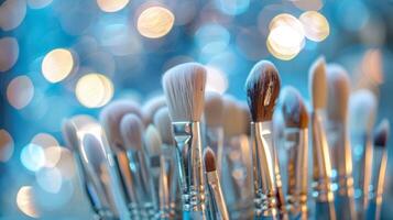 A collection of small delicate brushes for applying glazes and precise designs onto finished pieces. photo