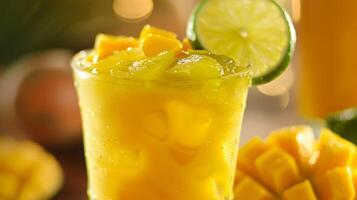 dejar tu gusto brotes danza con un mezcla de mango jugo Coco agua y un chapoteo de Lima foto