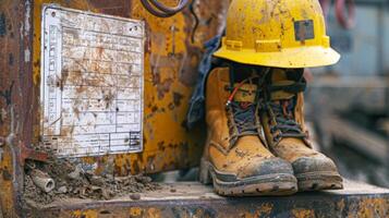 A safety checklist is posted on a nearby bulletin board reminding workers of important measures to take before and during excavation work photo