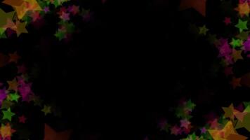 Colorful Stars Sparkle frame loop animation Background on black background video