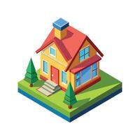 View of 3d house model vector