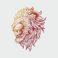 lion drawn in vintage engraving style vector