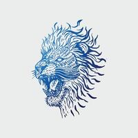 león dibujado en Clásico grabado estilo vector